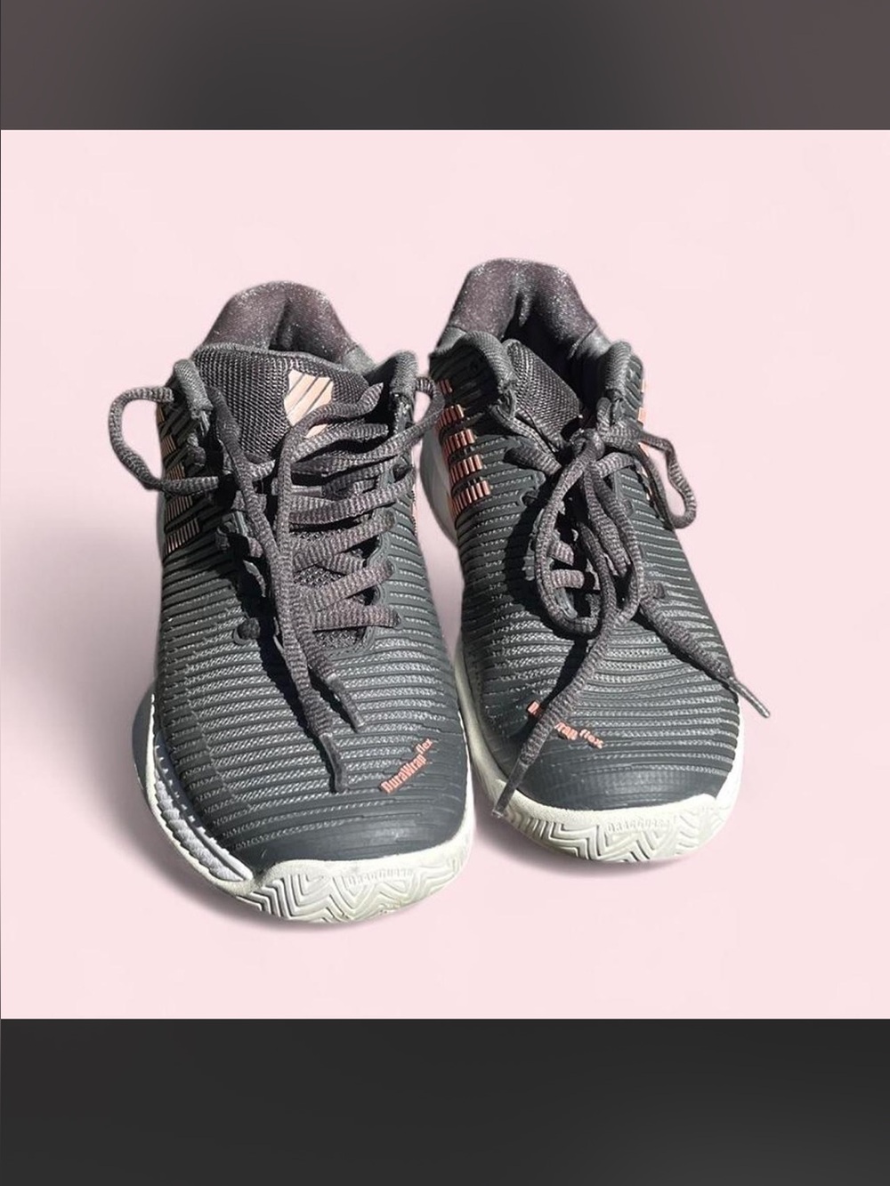 K-Swiss Women's Charcoal Athletic Sneakers with Pink Accents